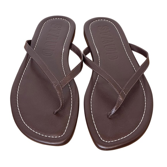 STAUD Shoes - STAUD Freja Thong Slide Sandal Brown Minimalist Flip Flops Casual Leather Size 8